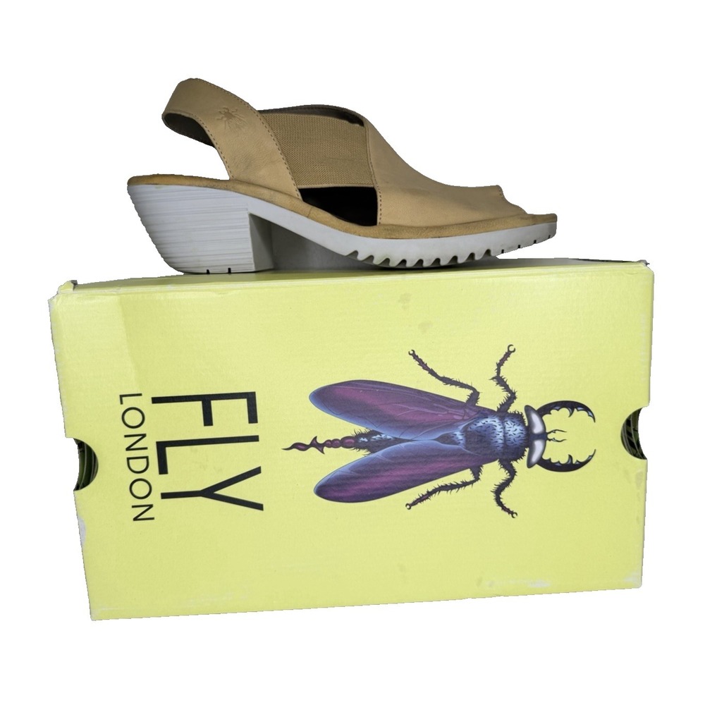 FLY LONDON Wily300Fly Leather Slingback Sandalsโ Womens EU 39 US 8 Yellow